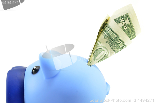 Image of Blue piggybank with US dollar