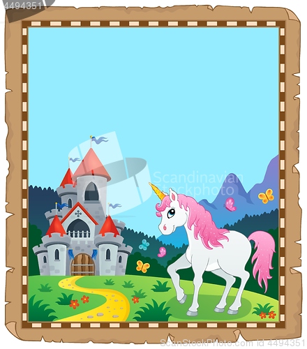 Image of Fairy tale unicorn topic parchment 2