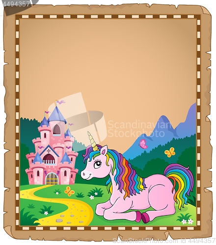 Image of Parchment with lying unicorn theme 3