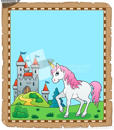 Image of Fairy tale unicorn topic parchment 1