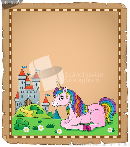 Image of Parchment with lying unicorn theme 4