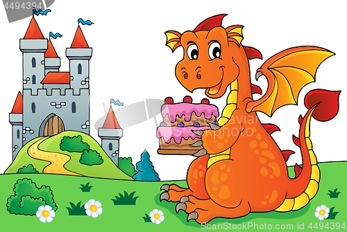 Image of Dragon holding cake theme image 5