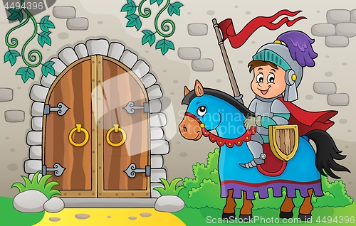 Image of Knight on horse by old door theme 1