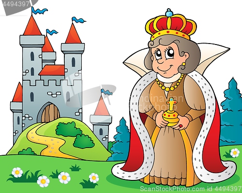 Image of Happy queen near castle theme 3