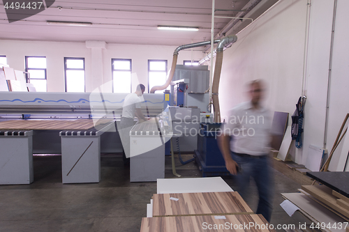 Image of workers in a factory of wooden furniture