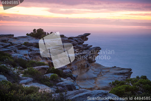 Image of Dawn skies cliff coast Royal National Park