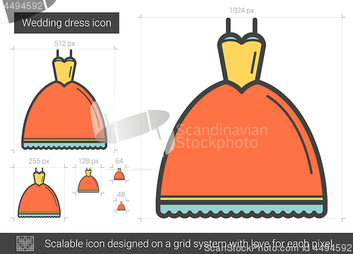 Image of Wedding dress line icon.