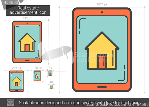 Image of Real estate advertisement line icon.