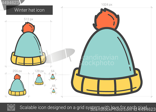 Image of Winter hat line icon.