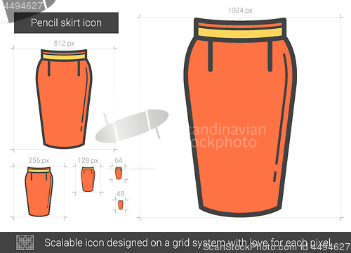 Image of Pencil skirt line icon.