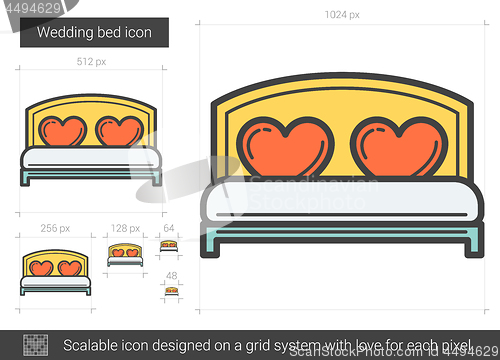Image of Wedding bed line icon.