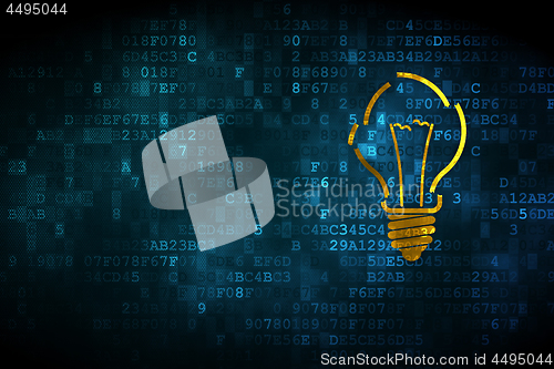 Image of Finance concept: Light Bulb on digital background
