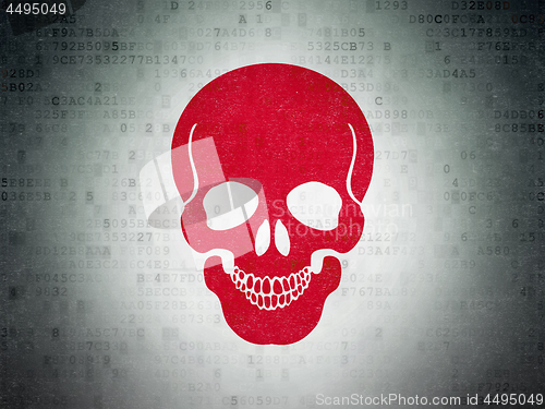 Image of Healthcare concept: Scull on Digital Data Paper background