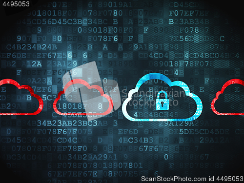 Image of Cloud technology concept: Cloud With Padlock on digital background