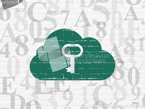 Image of Cloud technology concept: Cloud With Key on wall background