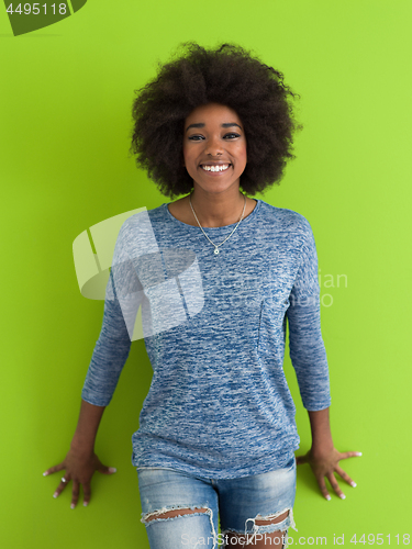 Image of black woman isolated on a Green background