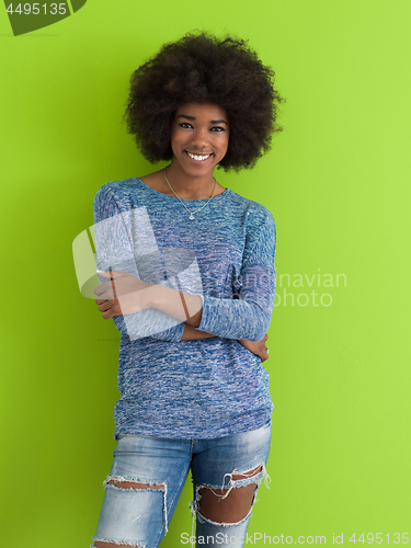 Image of black woman isolated on a Green background