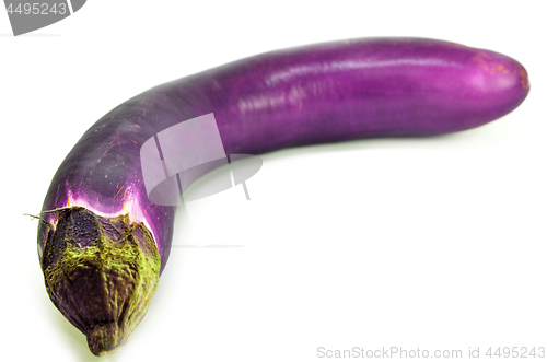 Image of One fresh eggplant with stem isolated