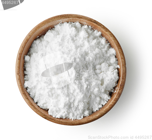 Image of wooden bowl of powdered sugar