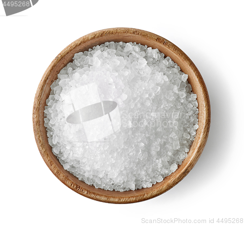 Image of wooden bowl of sea salt