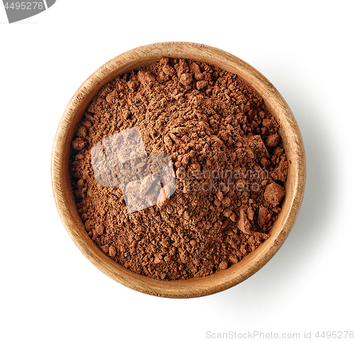 Image of wooden bowl of cocoa powder