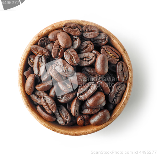 Image of wooden bowl of coffee beans