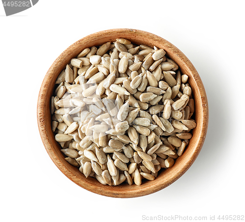 Image of wooden bowl of sunflower seeds