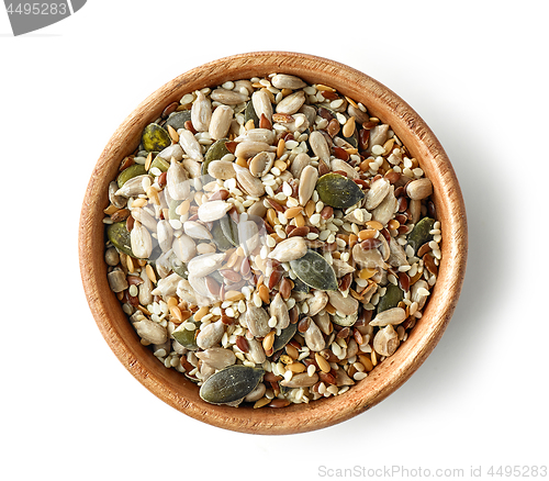 Image of mix of seeds in wooden bowl