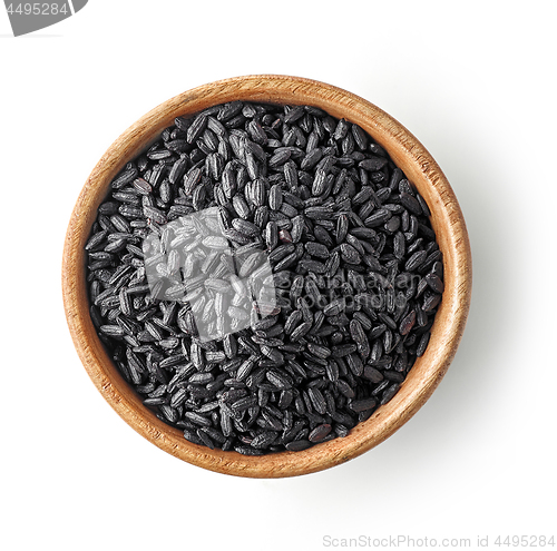 Image of wooden bowl of black rice