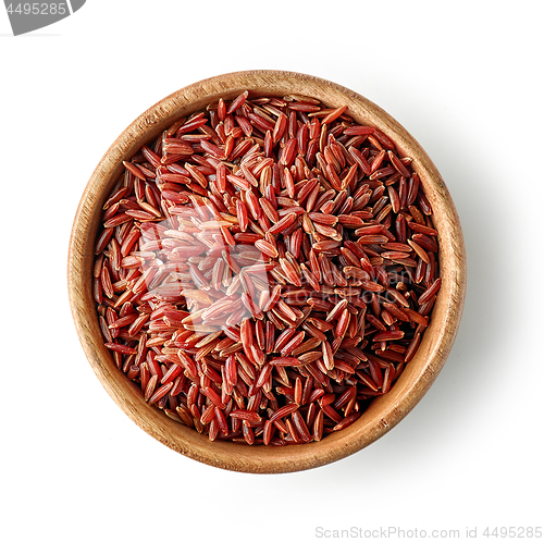 Image of wooden bowl of red rice