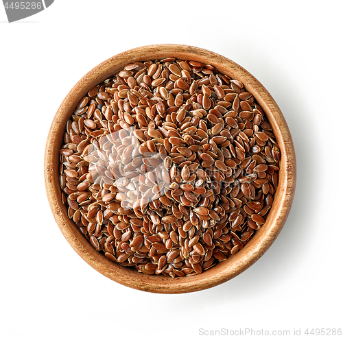 Image of wooden bowl of flaxseed