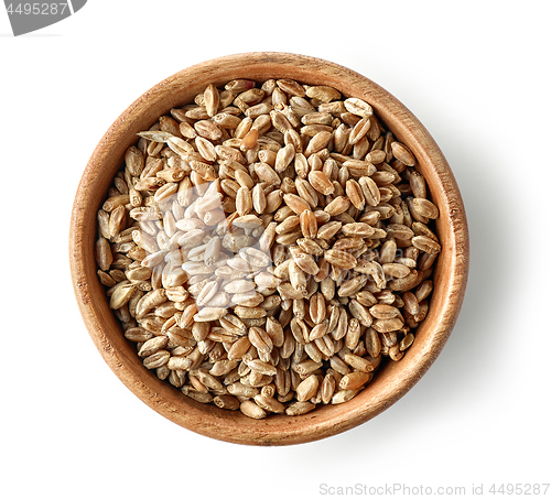 Image of wooden bowl of wheat grains