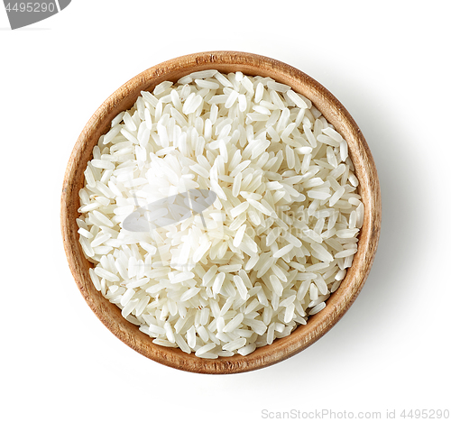 Image of wooden bowl of raw rice