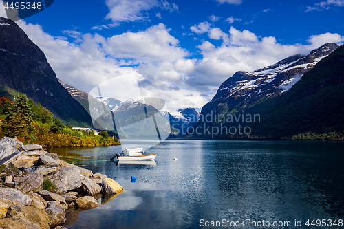 Image of lovatnet lake Beautiful Nature Norway.