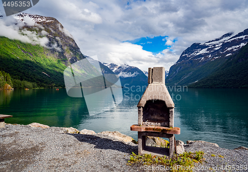 Image of lovatnet lake Beautiful Nature Norway.