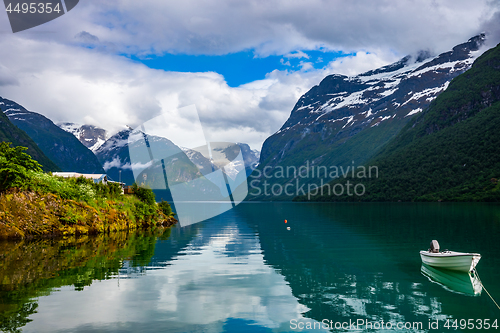 Image of lovatnet lake Beautiful Nature Norway.