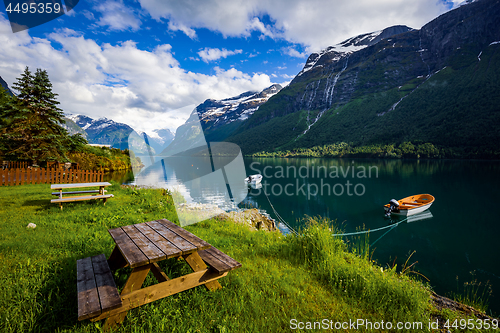 Image of lovatnet lake Beautiful Nature Norway.