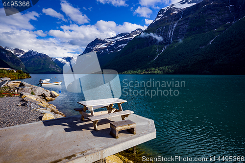 Image of lovatnet lake Beautiful Nature Norway.