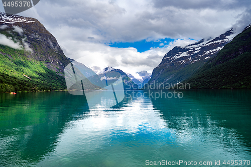 Image of lovatnet lake Beautiful Nature Norway.