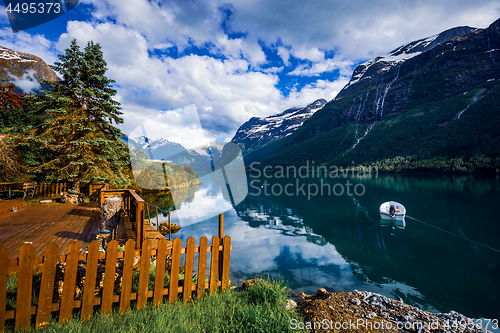 Image of lovatnet lake Beautiful Nature Norway.