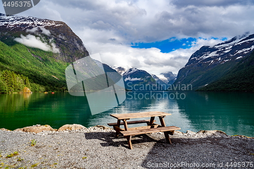 Image of lovatnet lake Beautiful Nature Norway.