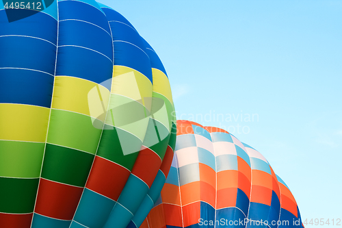 Image of Closeup of multicolored hot air balloons