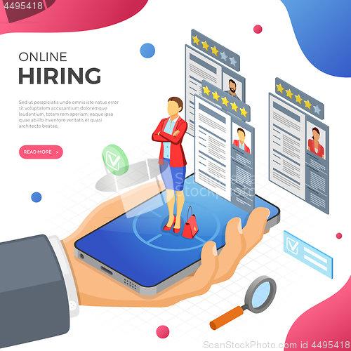 Image of Online Isometric Employment and Hiring Concept