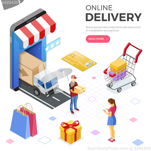 Image of Internet Shopping Online Delivery Isometric Concept