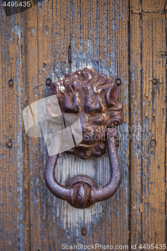 Image of Ancient italian lion shaped door knocker.