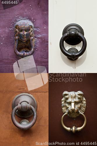 Image of Ancient door knockers collection.