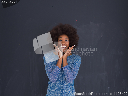 Image of portrait of a beautiful friendly African American woman