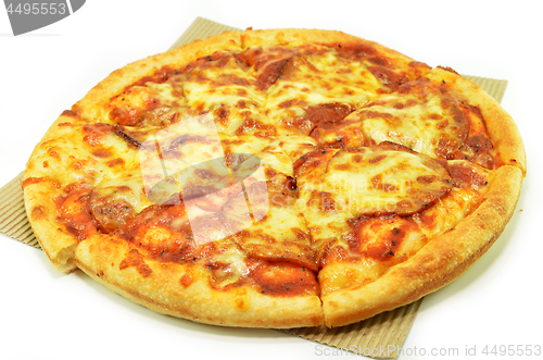 Image of Salami pizza isolated