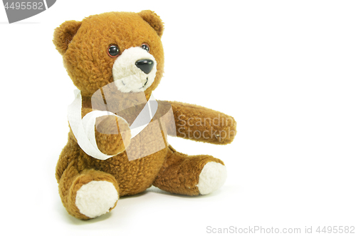 Image of Injured teddy bear with bandages