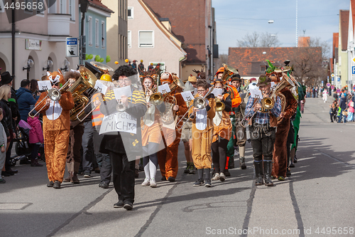 Image of Schongau, Germany, Bavaria 03.03.2019: Carnival procession in the Bavarian Schongau